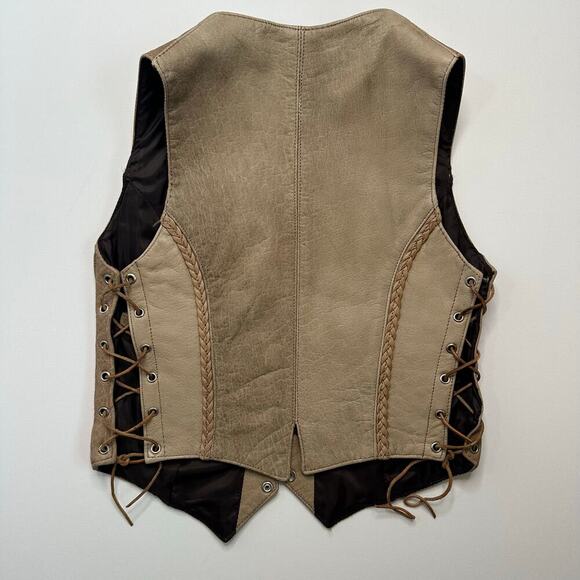Big B’s Leather South Dakota Leather Motorcycle Vest with Side Laces. - Picture 6 of 8